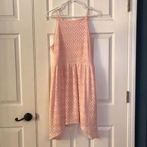 Like New Pink Lace Dress With Sharkbite Hem